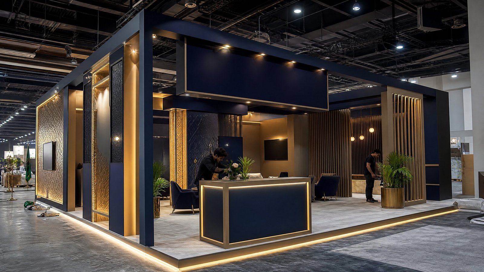 التصميم الهندسي وتنفيذ أجنحة المعارض